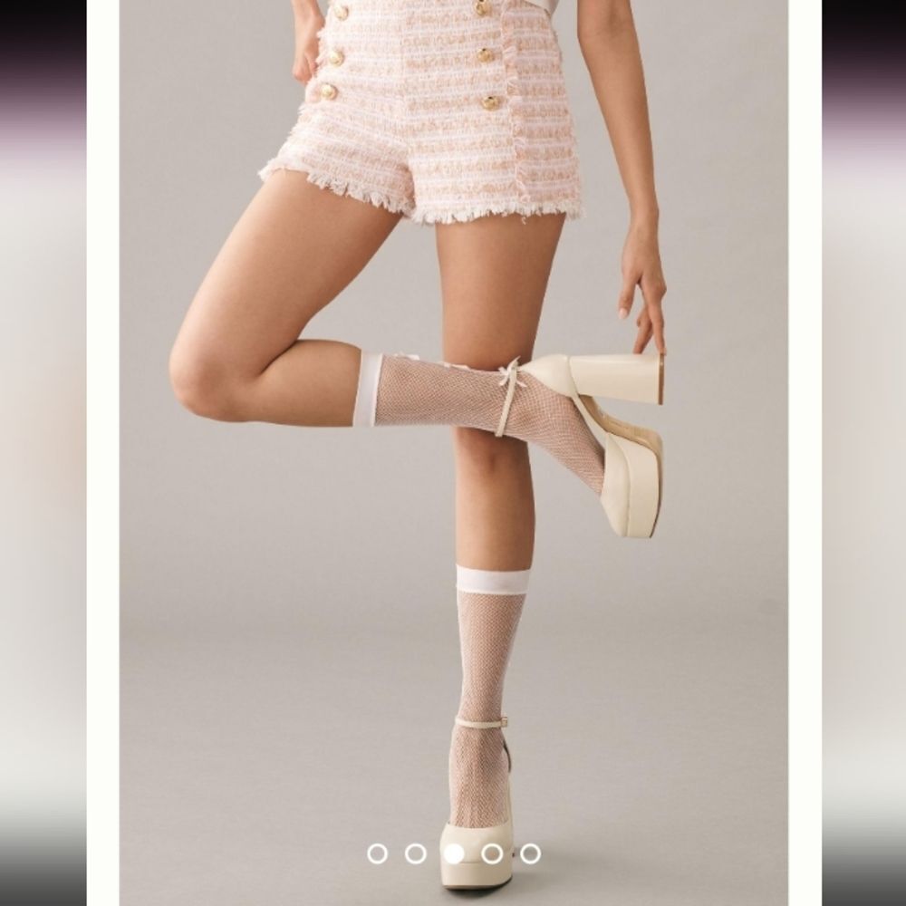 Anthropologie Set Of Two Fishnet Bow Socks NWT - Picture 7 of 7